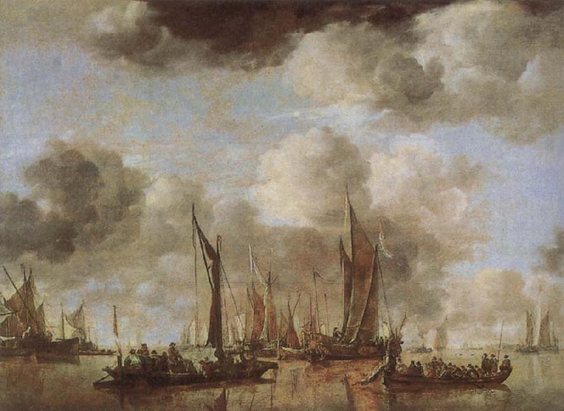 Jan van de Cappelle A Shipping Scene with Dutch Yacht oil painting image